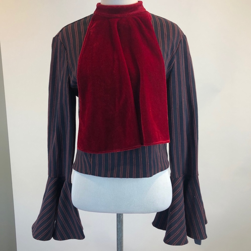 Vivienne Hu New York Striped Bell Sl Top Shirt sZ 4